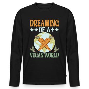 Végétarien végétalien - T-shirt manches longues Premium bio Homme - noir - Devant - Nico (187cm)