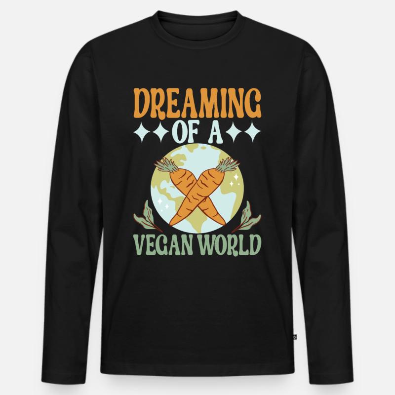 Vegan Vegetarier - Männer Premium Bio Langarmshirt - Schwarz