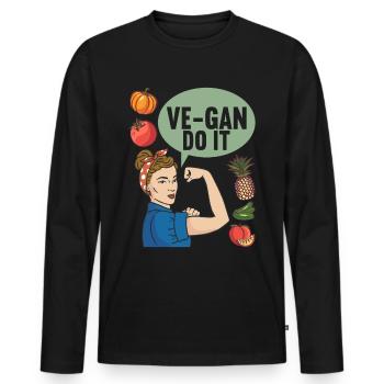 Végétarien végétalien - T-shirt manches longues Premium bio Homme - noir - Devant - Nico (187cm)