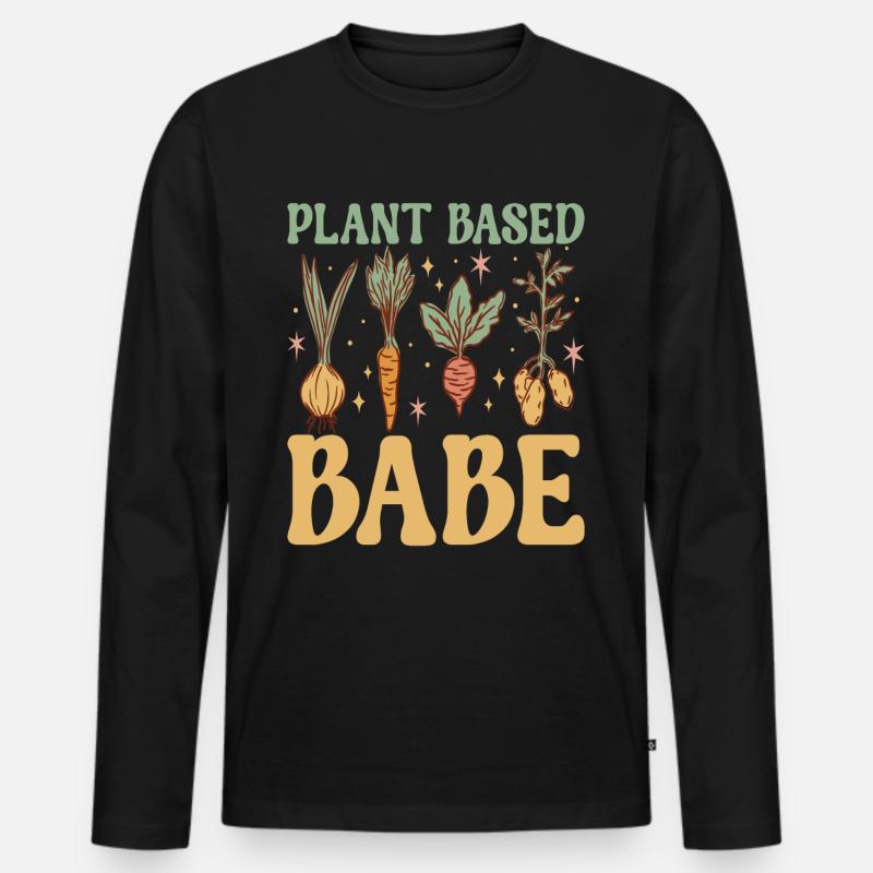 Vegan Vegetarier - Männer Premium Bio Langarmshirt - Schwarz