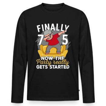 75e anniversaire homme 75 ans 75e 75er grand-père - T-shirt manches longues Premium bio Homme - noir - Devant - Nico (187cm)