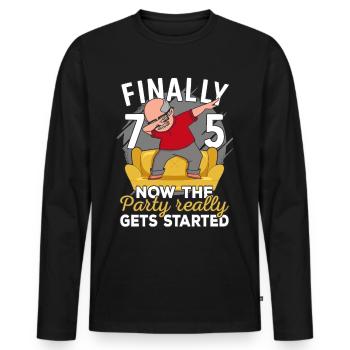 75e anniversaire homme 75 ans 75e 75er grand-père - T-shirt manches longues Premium bio Homme - noir - Devant - Nico (187cm)