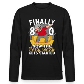80th birthday man 80 years old 80th 80s grandpa - Men's Premium Organic Long Sleeve Shirt - black - Front - Nico (187cm)
