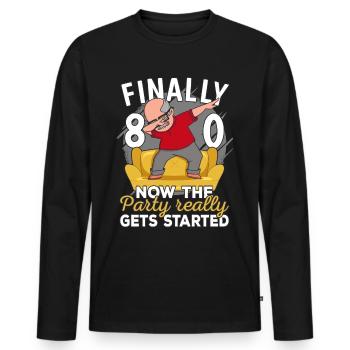 80th birthday man 80 years old 80th 80s grandpa - Men's Premium Organic Long Sleeve Shirt - black - Front - Nico (187cm)