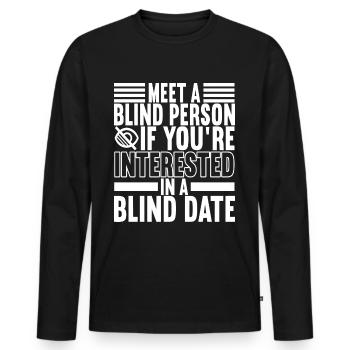 Blind visual impairment - Men's Premium Organic Long Sleeve Shirt - black - Front - Nico (187cm)