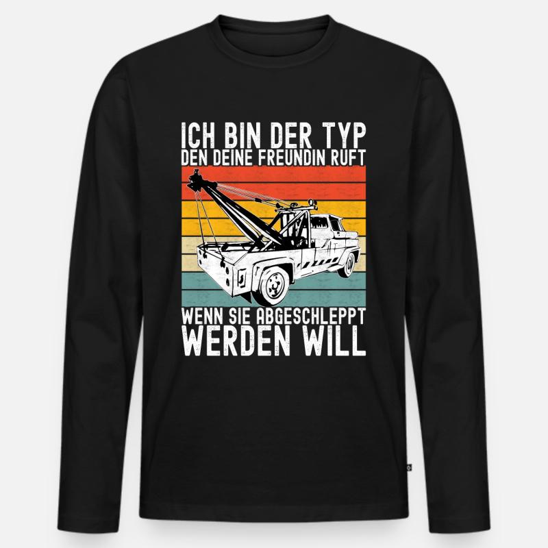 Abschleppwagen Abschleppdienst - Männer Premium Bio Langarmshirt - Schwarz