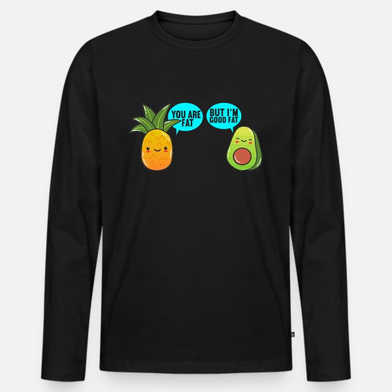 Kawaii Avocado - Männer Premium Bio Langarmshirt - Schwarz
