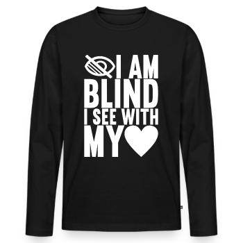 Blind visual impairment - Men's Premium Organic Long Sleeve Shirt - black - Front - Nico (187cm)
