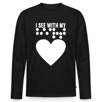 Blind visual impairment - Men's Premium Organic Long Sleeve Shirt - black - Front - Nico (187cm)