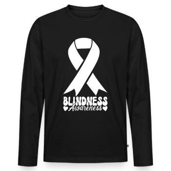 Blind visual impairment - Men's Premium Organic Long Sleeve Shirt - black - Front - Nico (187cm)