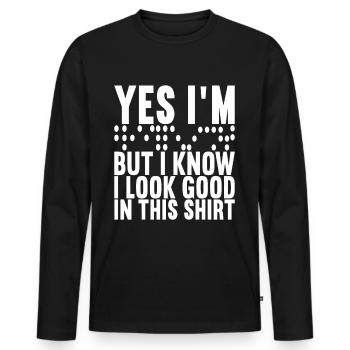 Blind visual impairment - Men's Premium Organic Long Sleeve Shirt - black - Front - Nico (187cm)