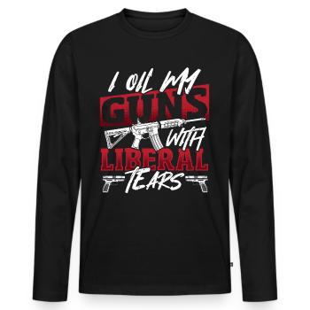 Pistolets à pétrole avec larme libérale 2e amendement Droit à feu - T-shirt manches longues Premium bio Homme - noir - Devant - Nico (187cm)