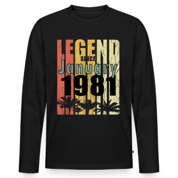 1981 geboren Im Januar Retro Geschenkidee - Männer Premium Bio Langarmshirt - Schwarz - Vorne - Nico (187cm)