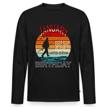 55 Jahre alt, Fischer Angler Geburtsspruch - Männer Premium Bio Langarmshirt - Schwarz - Vorne - Nico (187cm)