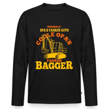 Coole Opas Fahren Bagger Spruch Für Baggerfahrer - Männer Premium Bio Langarmshirt - Schwarz - Vorne - Nico (187cm)