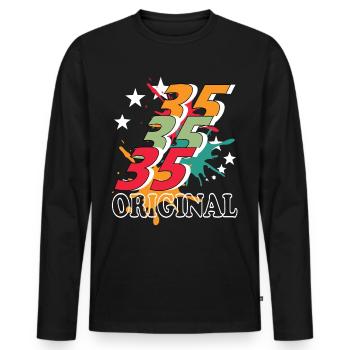 35 Jahre alt, Geburtsspruch - Männer Premium Bio Langarmshirt - Schwarz - Vorne - Nico (187cm)