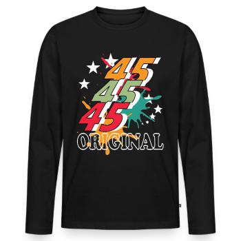 45 Jahre alt, Geburtsspruch - Männer Premium Bio Langarmshirt - Schwarz - Vorne - Nico (187cm)