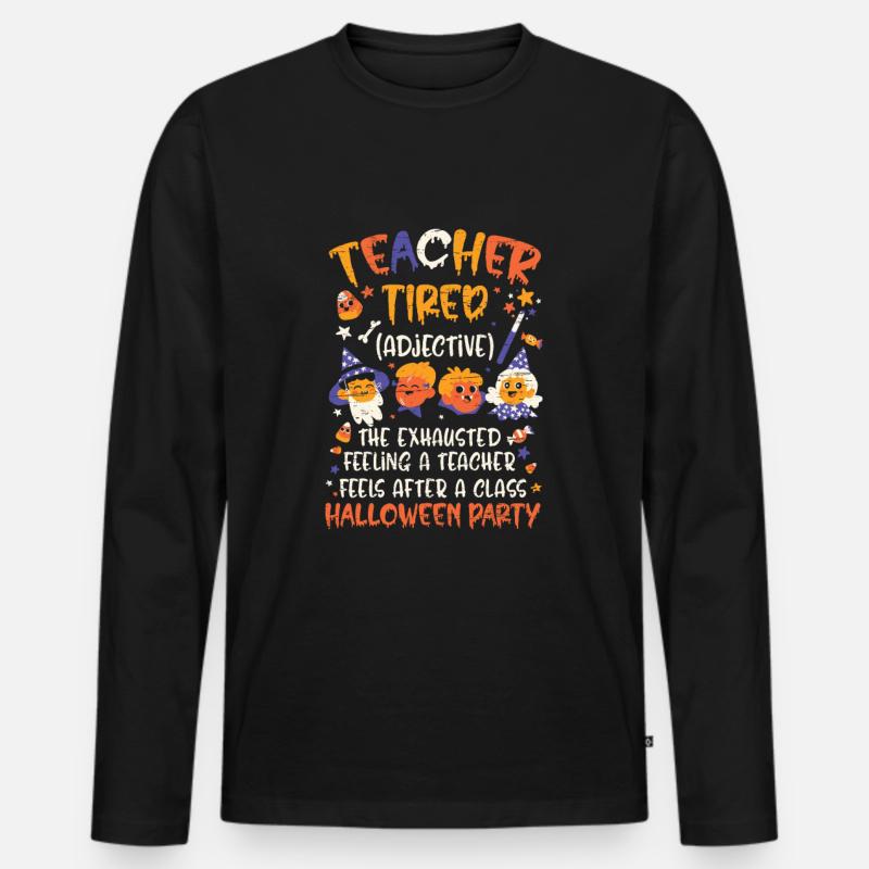Lehrer Müde - Halloween Kostüm Schullehrer - Männer Premium Bio Langarmshirt - Schwarz
