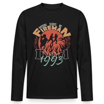 1993 Feuerwehrmann Papa Feuerwehr - Männer Premium Bio Langarmshirt - Schwarz - Vorne - Nico (187cm)