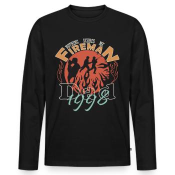 1998 Feuerwehrmann Papa Feuerwehr - Männer Premium Bio Langarmshirt - Schwarz - Vorne - Nico (187cm)