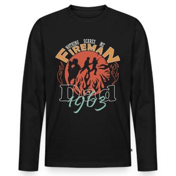 Feuerwehrmann Papa Feuerwehr 1963 - Männer Premium Bio Langarmshirt - Schwarz - Vorne - Nico (187cm)