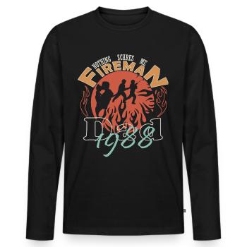 Feuerwehrmann Papa Feuerwehr 1988 - Männer Premium Bio Langarmshirt - Schwarz - Vorne - Nico (187cm)