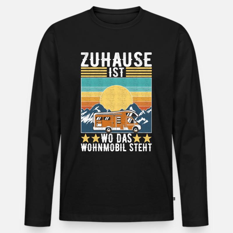 Camping Wohnmobil - Männer Premium Bio Langarmshirt - Schwarz