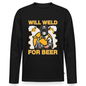 Will Weld For Beer Welder Lover Idée cadeau - T-shirt manches longues Premium bio Homme - noir - Devant - Nico (187cm)