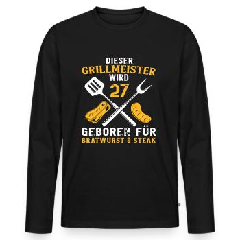 27 Geburtstag Griller Grill Grillen Spruch - Männer Premium Bio Langarmshirt - Schwarz - Vorne - Nico (187cm)