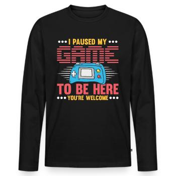 Niveau 40 Déverrouillé - T-shirt manches longues Premium bio Homme - noir - Devant - Nico (187cm)