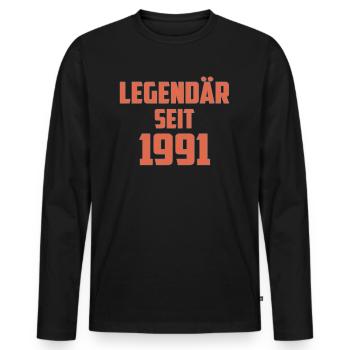 Legendär Seit 1991 - Männer Premium Bio Langarmshirt - Schwarz - Vorne - Nico (187cm)