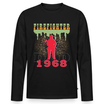1968 Jahrgang feuerwehrmann Vater Geburtstag - Männer Premium Bio Langarmshirt - Schwarz - Vorne - Nico (187cm)