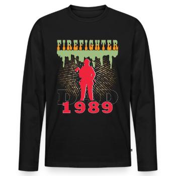 1989 Jahrgang feuerwehrmann Vater Geburtstag - Männer Premium Bio Langarmshirt - Schwarz - Vorne - Nico (187cm)
