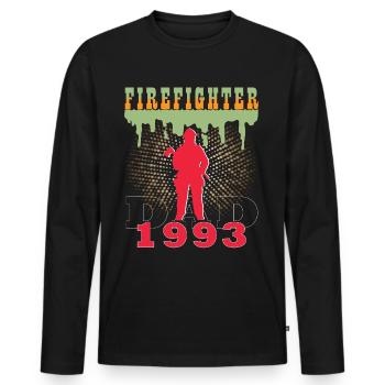 1993 Jahrgang feuerwehrmann Vater Geburtstag - Männer Premium Bio Langarmshirt - Schwarz - Vorne - Nico (187cm)