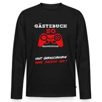 Gaming 50 Geburtstag Controller Gamer Spruch - Männer Premium Bio Langarmshirt - Schwarz - Vorne - Nico (187cm)