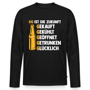5G ist die Zukunft Bier - Männer Premium Bio Langarmshirt - Schwarz - Vorne - Nico (187cm)
