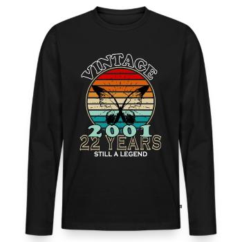 Jahrgang 22. Geburtstag 2001 Sportgeschenk - Männer Premium Bio Langarmshirt - Schwarz - Vorne - Nico (187cm)