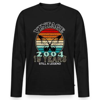 Jahrgang 19. Geburtstag 2004 Sportgeschenk - Männer Premium Bio Langarmshirt - Schwarz - Vorne - Nico (187cm)