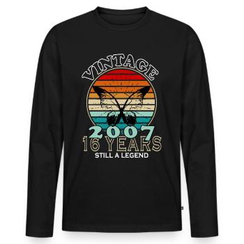 Jahrgang 16. Geburtstag 2007 Sportgeschenk - Männer Premium Bio Langarmshirt - Schwarz - Vorne - Nico (187cm)