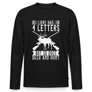 Hunting Hunter Hunting Deer - Men's Premium Organic Long Sleeve Shirt - black - Front - Nico (187cm)