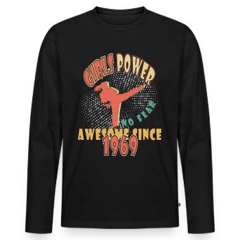 1969 Jahrgang Girls Power Geburtstag - Männer Premium Bio Langarmshirt - Schwarz - Vorne - Nico (187cm)