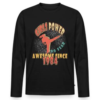 1984 Jahrgang Girls Power Geburtstag - Männer Premium Bio Langarmshirt - Schwarz - Vorne - Nico (187cm)
