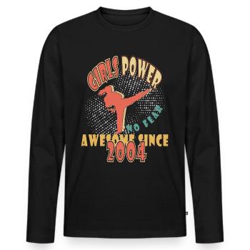 Jahrgang 2004 Mädchen Power Geburtstag - Männer Premium Bio Langarmshirt - Schwarz - Vorne - Nico (187cm)