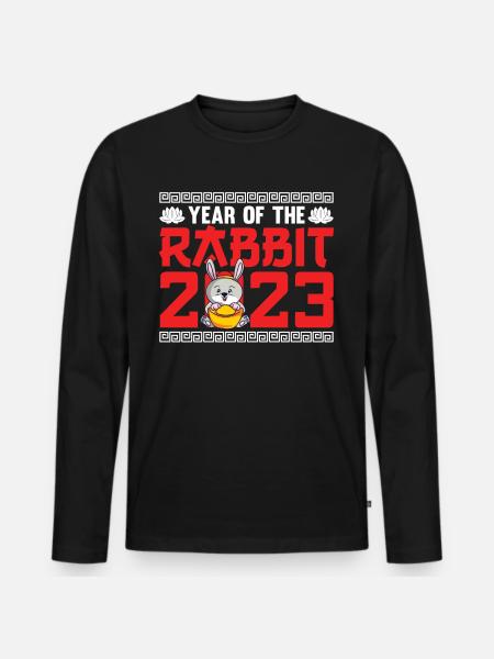 Année du Lapin 2023 - T-shirt manches longues Premium bio Homme - noir