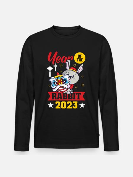 Année du Lapin 2023 - T-shirt manches longues Premium bio Homme - noir