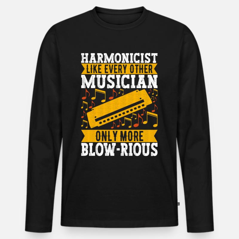 Harmonika Mundharmonika - Männer Premium Bio Langarmshirt - Schwarz