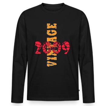 Jahrgang 14. Geburtstag 2009 Sportgeschenk - Männer Premium Bio Langarmshirt - Schwarz - Vorne - Nico (187cm)