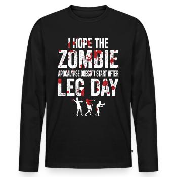 Funny Zombie Leg Day For Gym Lover - Men's Premium Organic Long Sleeve Shirt - black - Front - Nico (187cm)