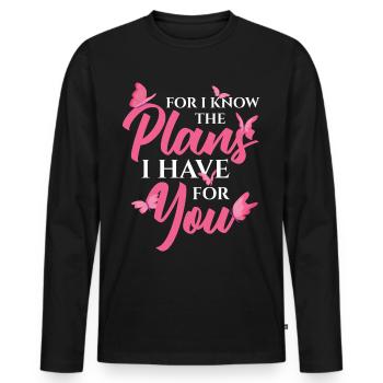 Versets bibliques Jérémie 29:11 Chrétiens - T-shirt manches longues Premium bio Homme - noir - Devant - Nico (187cm)