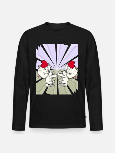 Heart Cats Congratulations Birthday - Men's Premium Organic Long Sleeve Shirt - black